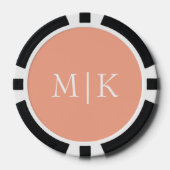 Perzik en wit | Modern monogram Poker Chips (Voorkant)