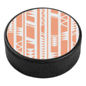 Perzik en wit tribal print patroon hockey puck (3/4)