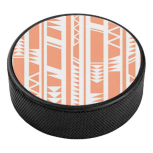 Perzik en wit tribal print patroon hockey puck