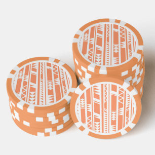 Perzik en wit tribal print patroon poker chips