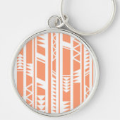 Perzik en wit tribal print patroon sleutelhanger (Voorkant)