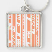 Perzik en wit tribal print patroon sleutelhanger (Voorkant)