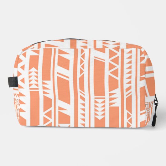 Perzik en wit tribal print patroon toilettasje (Voorkant)
