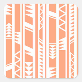 Perzik en wit tribal print patroon vierkante sticker