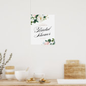 Perzik en Witte Bloem Bruidsbruiloft Welkomstbord Poster (Keuken)
