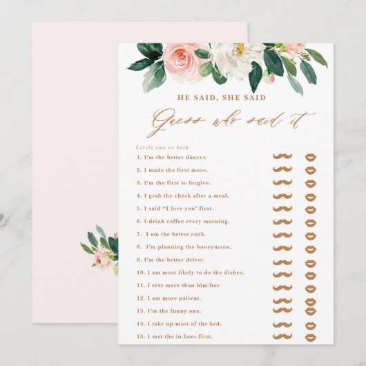 Perzik en witte bloem zei hij, ze zei spel kaart (Voorkant / Achterkant)