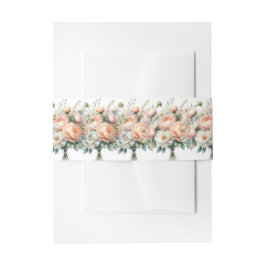 Perzik en witte bloemen uitnodigingen wikkel