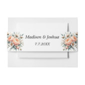 Perzik en witte bloemen uitnodigingen wikkel (Voorkant Voorbeeld)