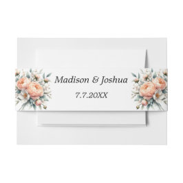 Perzik en witte bloemen uitnodigingen wikkel