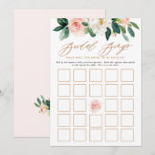 Perzik en witte bloemen Vrijgezellenfeest Bingo sp Kaart (Voorkant / Achterkant)