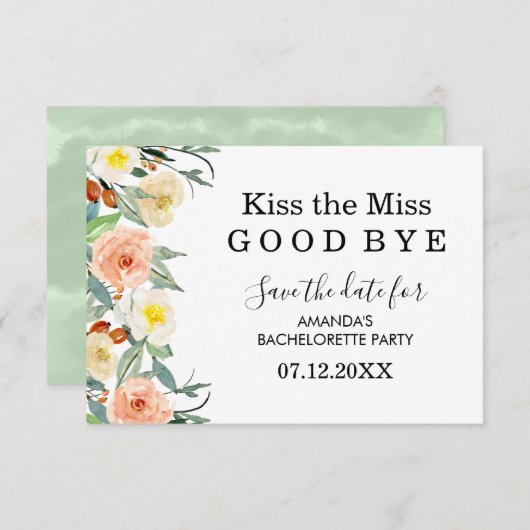 Perzik en witte bloemenbachelorette Bewaar de datu Save The Date (Voorkant / Achterkant)