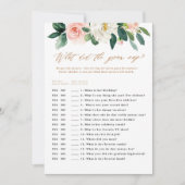 Perzik en witte bloemenbruidegom zegt spel kaart (Voorkant)