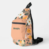 Perzik en witte bloemenprint sling bag (Rechterhoek)