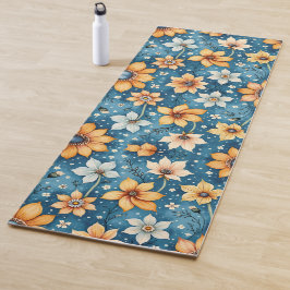 Perzik en witte bloemenyoga mat