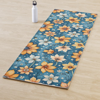 Perzik en witte bloemenyoga mat