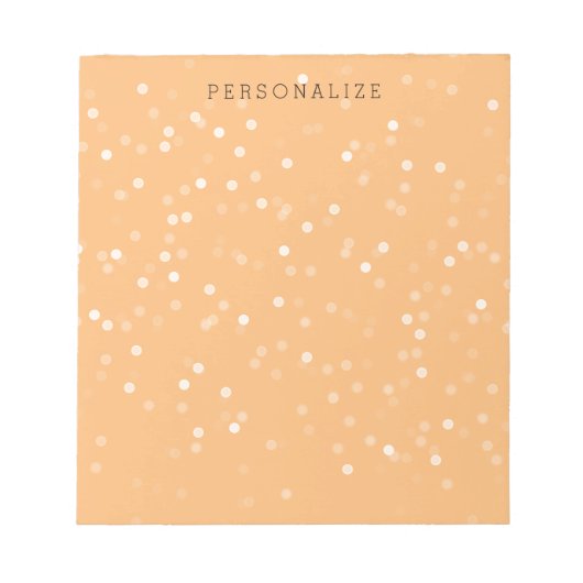 Perzik en witte bokeh Confetti Notitieblok (Voorkant)