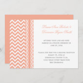 Perzik en witte Chevron Lace Reception slechts Kaart (Voorkant / Achterkant)