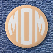 Perzik en witte cirkel Monogram MOM Ronde Button 5,7 Cm