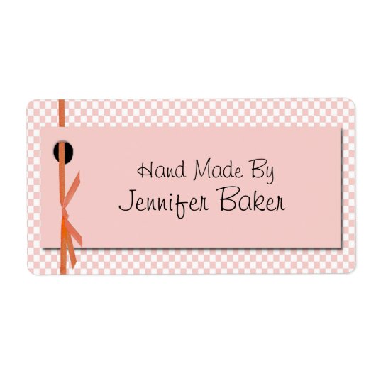 Perzik en witte geruite pakketlabels etiket (Voorkant)