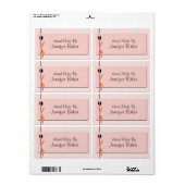 Perzik en witte geruite pakketlabels etiket (Full Sheet)