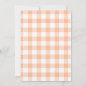 Perzik en witte Gingham landelijke bruiloft Kaart (Achterkant)
