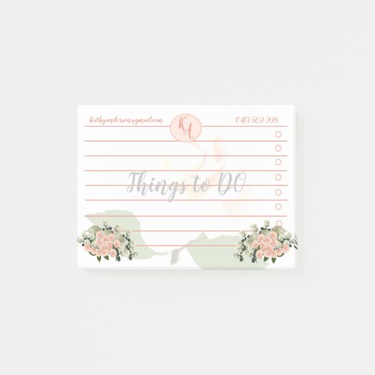 Perzik en witte rozen Dingen om Post-it Nota's te Post-it® Notes (Voorkant)