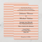 Perzik en witte strepen bruiloft kaart (Voorkant / Achterkant)