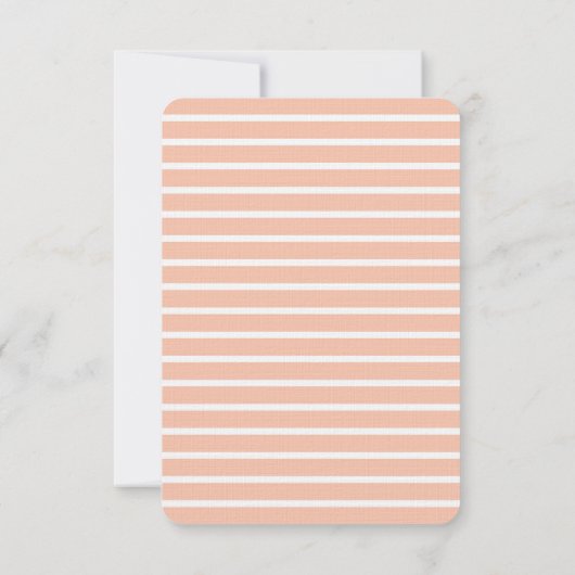 Perzik en witte strepen bruiloft RSVP (Achterkant)