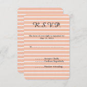 Perzik en witte strepen bruiloft RSVP (Voorkant / Achterkant)