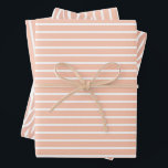 Perzik en witte strepen inpakpapier vel<br><div class="desc">Chic Girly Peach en witte strepen</div>