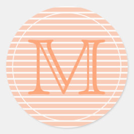 Perzik en witte strepen ronde sticker