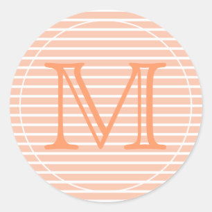 Perzik en witte strepen ronde sticker