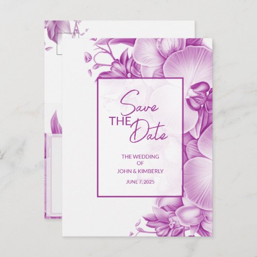 Perzik en Witte Trouwkaart Postkaart Aankondigingskaart (Voorkant / Achterkant)