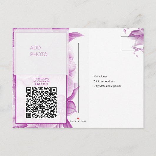 Perzik en Witte Trouwkaart Postkaart Aankondigingskaart (Achterkant)