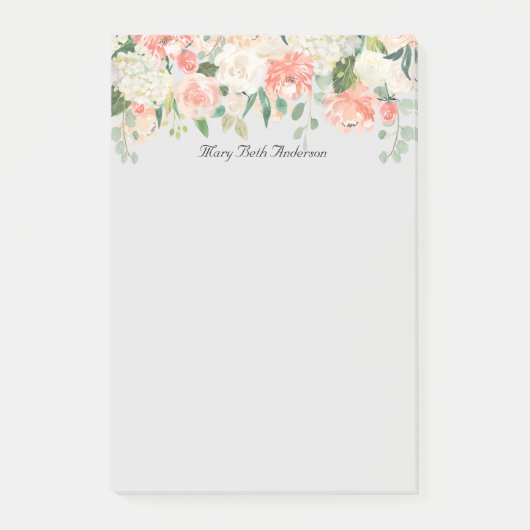 Perzik en witte Waterverf Bloemen Post-it® Notes (Voorkant)