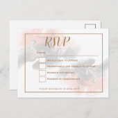 Perzik en zacht grijs marmer/Gouden typografie RSV Briefkaart (Voorkant / Achterkant)