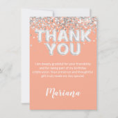 Perzik en Zilveren Feest Dankjewel Kaart (Voorkant)