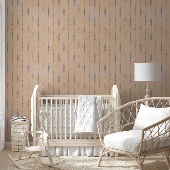 Perzik en zilvergrijs  gestreept patroon behang (Creator heeft geüpload)