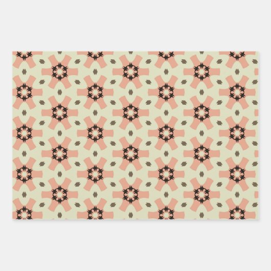 Perzik en zwart Papierpak 5 Inpakpapier Vel (Voorkant)