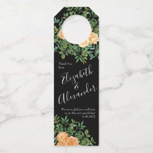 Perzik en zwarte pony's en Roos Floral Wedding Flessenhanger