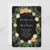 Perzik en zwarte pony's en Roos Floral Wedding Kaart (Voorkant)