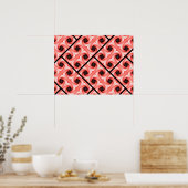 Perzik en Zwarte Volute Patroon Poster (Keuken)