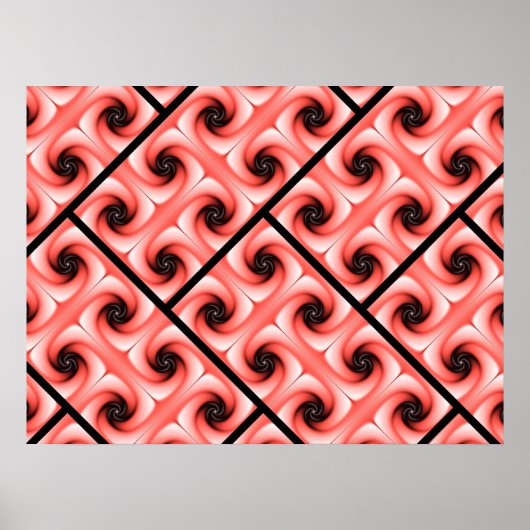 Perzik en Zwarte Volute Patroon Poster (Voorkant)
