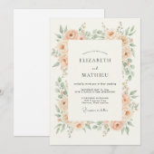 Perzik Etherische Bloesem Bruiloft Kaart (Voorkant / Achterkant)