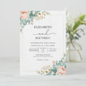 Perzik Floral Arch Wedding Kaart (Staand voorkant)