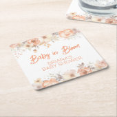 Perzik Floral Geslachtsneutraal Baby shower Kartonnen Onderzetters (Schuin)