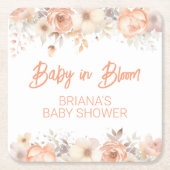 Perzik Floral Geslachtsneutraal Baby shower Kartonnen Onderzetters (Voorkant)