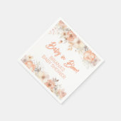 Perzik Floral Geslachtsneutraal Baby shower Servet (Hoek)