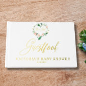 Perzik Floral hart Baby shower Gastenboek