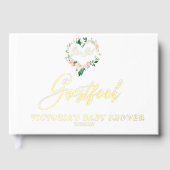Perzik Floral hart Baby shower Gastenboek (Voorkant)